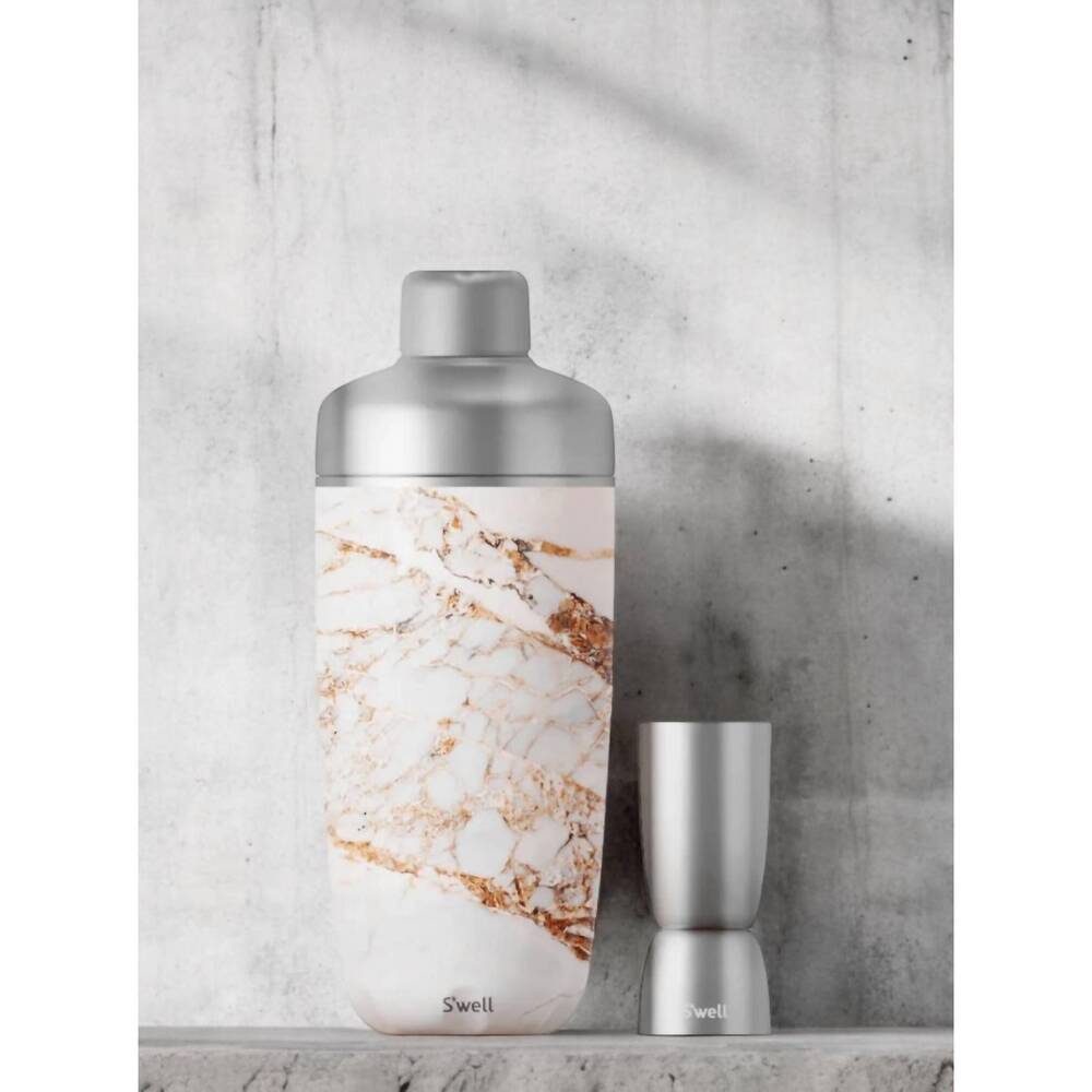 NEW S'WELL shaker set with jigger in calacatta gold